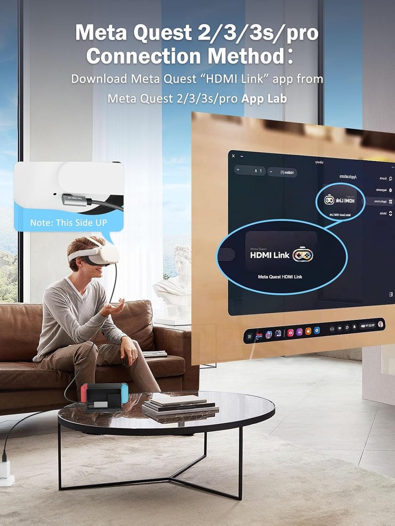 ZNZB بطاقة التقاط الفيديو مع PD 100W لـ Meta Quest 2/3/3s، محول HDMI إلى USB C/USB A 1080P@60FPS للبث المباشر وتسجيل الفيديو والصوت للألعاب، بطاقة التقاط HDMI للكمبيوتر، سويتش، PS4/5، Xbox، كاميرا، OBS، VR - Image 4